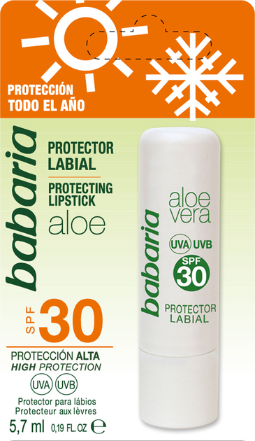 Ochronny balsam do ust Babaria z Aloe Vera SPF 30 5.7 ml (724928) (8410412507059) - obraz 1