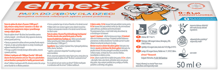 Pasta do zębów dla dzieci Elmex od 2 do 6 lat 50 ml (4007965560101) - obraz 6