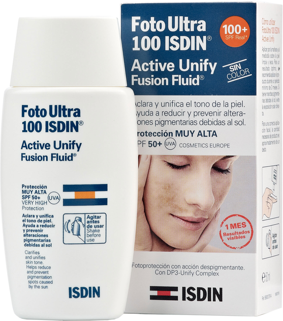 Флюїд для обличчя Isdin Foto Ultra Active Unify/Fusion Fluid Sin Color SPF 50+ 50 мл (8470001710529) - зображення 1