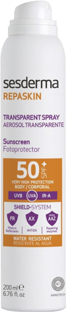 Filtr przeciwsłoneczny w aerozolu do ciała Sesderma Repaskin Transparent Spray 50+ SPF 200 ml (8429979444707) - obraz 1