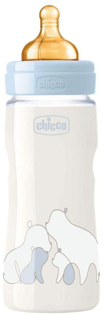 Chicco Original Touch plastikowa butelka do karmienia z lateksowym smoczkiem 4m+ 330 ml niebieski (27634.20) - obraz 1