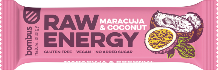 Упаковка батончиків Bombus Raw Energy Маракуя і кокос 20 шт. по 50 г (8594068261180) - зображення 2