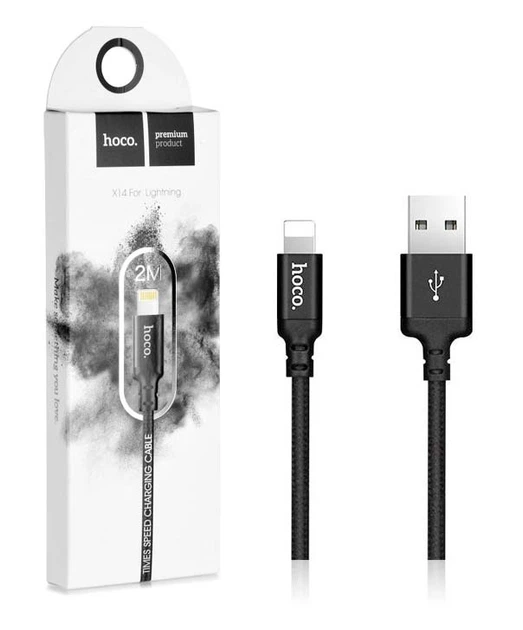 Кабель USB Hoco X14 Times Speed Lightning 2m Чорний - Фото 3 Кабель USB Hoco X14 Times Speed Lightning 2m Чорний - зображення 3