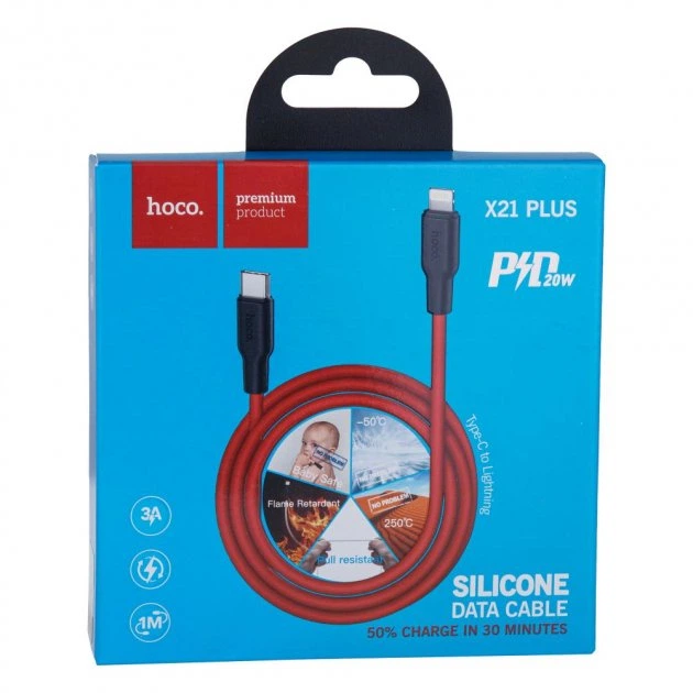 Кабель USB Hoco X21 Plus Silicone Type-C Чёрно-Красный - изображение 2