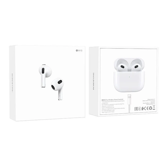 Беспроводные наушники Borofone BW13 TWS белые - Фото 5 Беспроводные наушники Borofone BW13 TWS белые - изображение 5