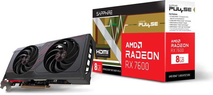 Видеокарта Sapphire PCI-Ex Radeon RX 7600 Pulse 8GB GDDR6 (128bit