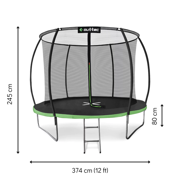 Батут Outtec Premium 10ft (312 см) черно-зеленый с внутренней сеткой: до 150 кг, для детей, взрослых, дачи, улицы - изображение 9