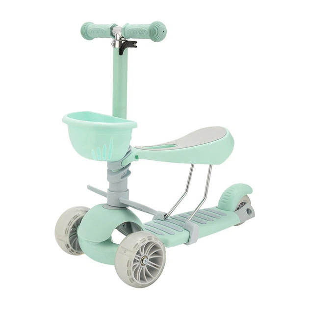 Самокат триколісний 6 в 1 Scooter Pastel 2020 з бортиком і батьківською ручкою м'ятний - зображення 3