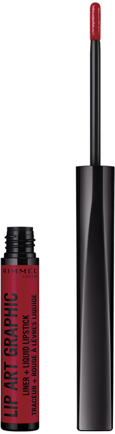 Pomadka w płynie Rimmel Lip Art Graphic 2-w-1 550 z konturówką 1,8 ml (3614227448735) - obraz 4
