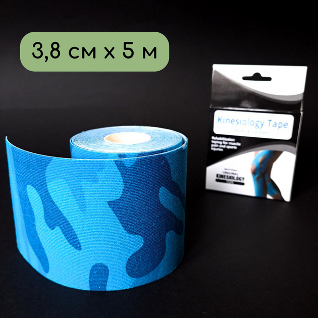 Кінезіо тейп стрічка пластир для тейпування спини шиї тіла 3,8 см х 5 м Kinesio tape SP-Sport Синій (0474) - зображення 1