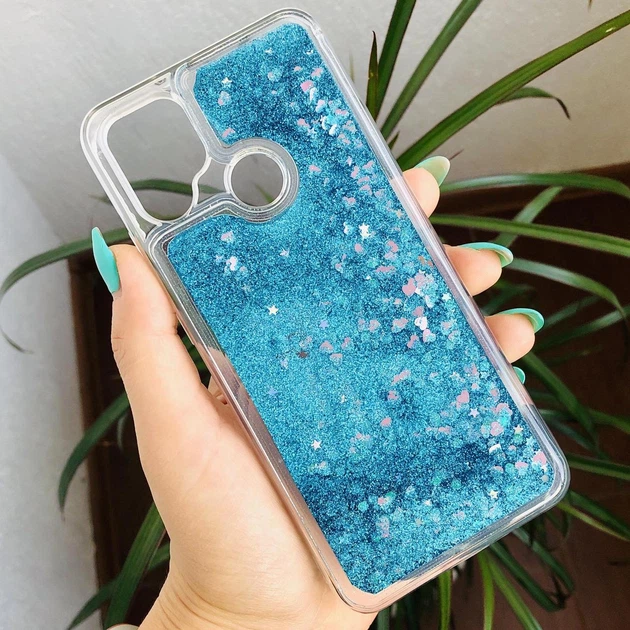 Чехол Glitter для Xiaomi Redmi 9C бампер силиконовый аквариум Синий - Фото 1 Чехол Glitter для Xiaomi Redmi 9C бампер силиконовый аквариум Синий - изображение 1