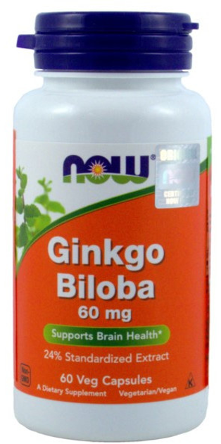 Пищевая добавка Now Foods Гинкго билоба 60 мг 60 капсул (733739046864 ...