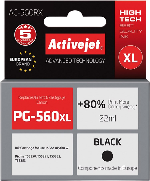 Tusz Activejet Supreme do Canon PG-560XL Black (AC-560RX) - obraz 1
