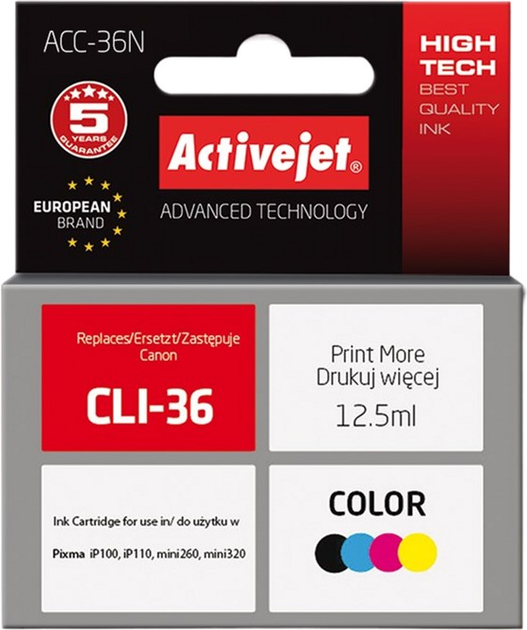 Wkład Activejet Supreme do Canon CLI-36 3-Color (ACC-36N) - obraz 1