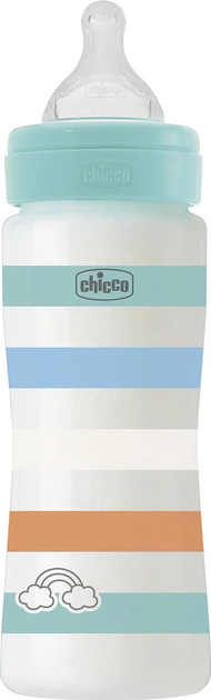 Пляшечка для годування пластикова Chicco Well-Being Colors з силіконовою соскою 4м+ 330 мл М'ятна (28637.21) - зображення 1