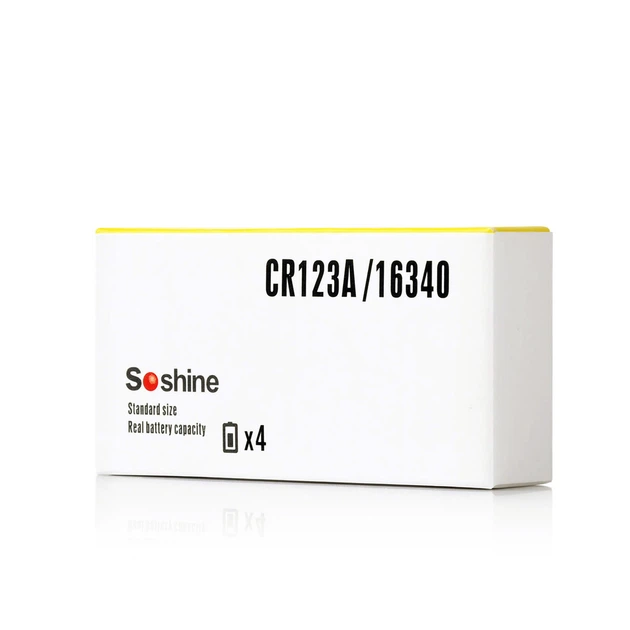 Акумулятор 16340/CR123 LiFePO4 (LFP) Soshine CR123-3.2-550, 550mAh, 1.5A, 3.6/3.2/2.0V, Button Top, Black - зображення 5