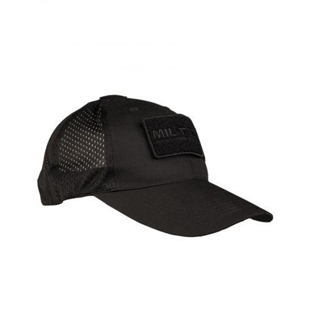 Бейсболка кепка Mil-Tec black 12317602 с липучкой и сеткой - изображение 1
