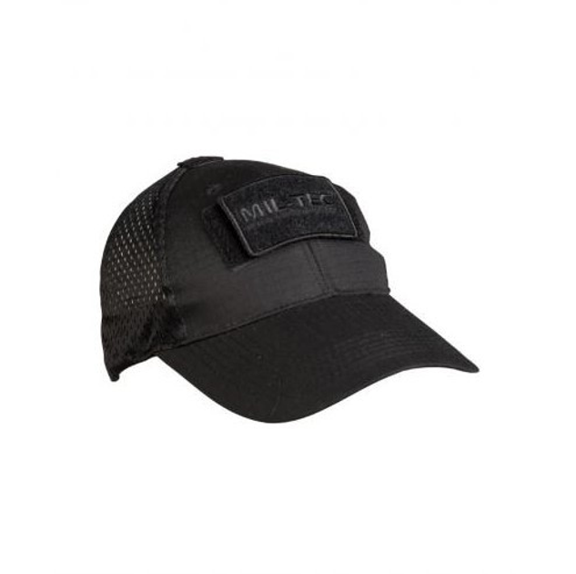 Бейсболка кепка Mil-Tec black 12317602 с липучкой и сеткой - изображение 2