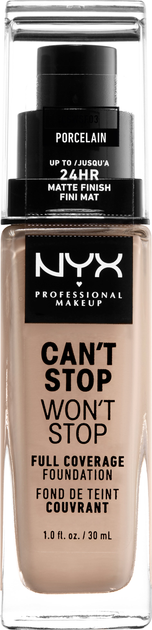 Рідка тональна основа NYX Professional Makeup Can`t Stop Won`t Stop 24-Hour 03 Porcelain 30 мл (800897157180) - зображення 1