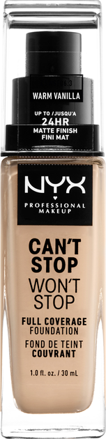 Рідка тональна основа NYX Professional Makeup Can`t Stop Won`t Stop 24-Hour Foundation 6.3 Warm Vanilla 30 мл (800897181154) - зображення 1