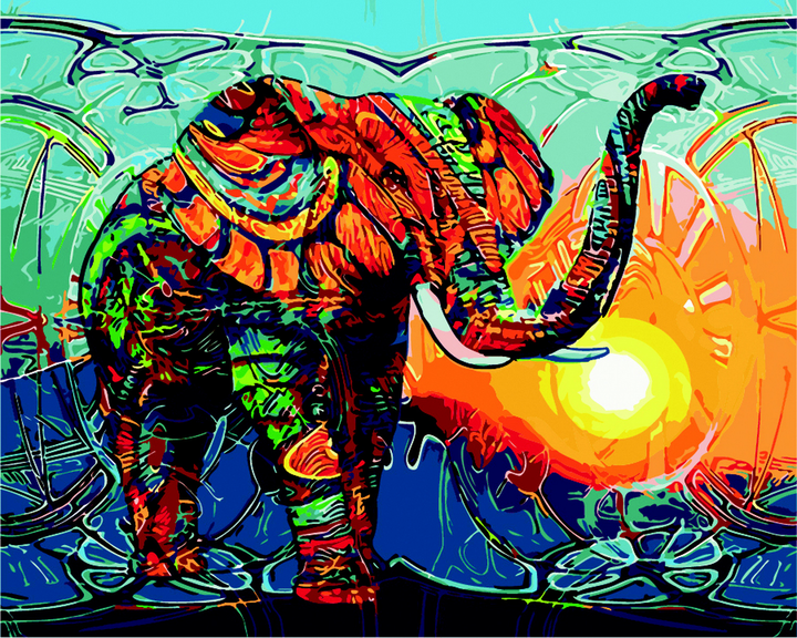 Купить картина по номерам Большие слоны в Африке за руб.
