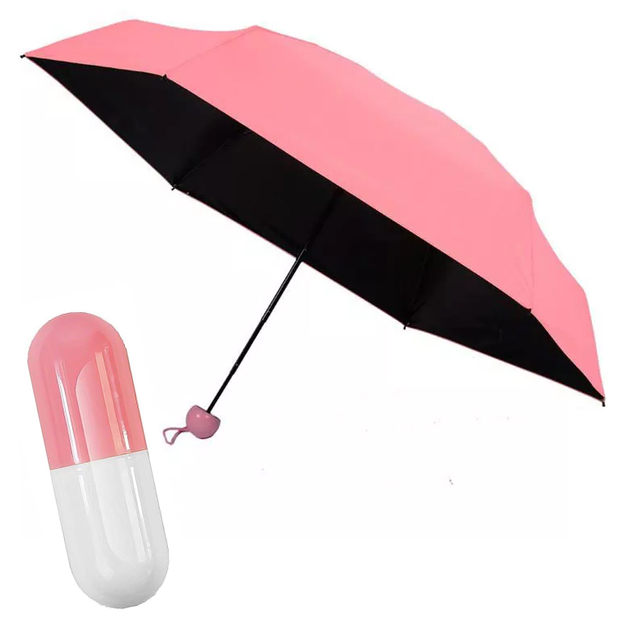 Мини портативный зонт в футляре капсуле UFT механический Pink (UFTU1Pink) 