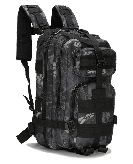Тактичний штурмовий військовий рюкзак B02 25л чорний пітон - зображення 1