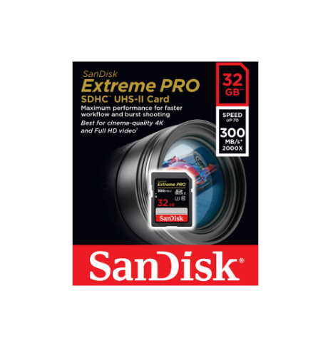Карта памяти SanDisk 32GB SDHC U3 300 MB/s Extreme Pro для видеокамер и фотоаппаратов - изображение 5
