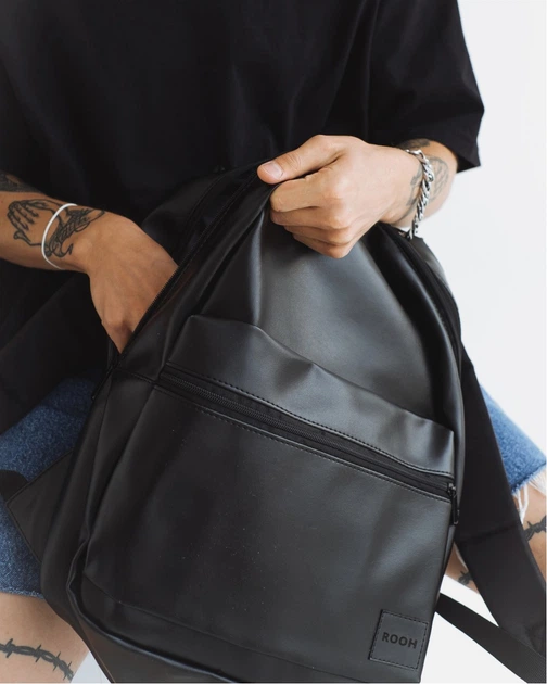 Рюкзак Rooh Day Pack Екокожа Чорний - зображення 3