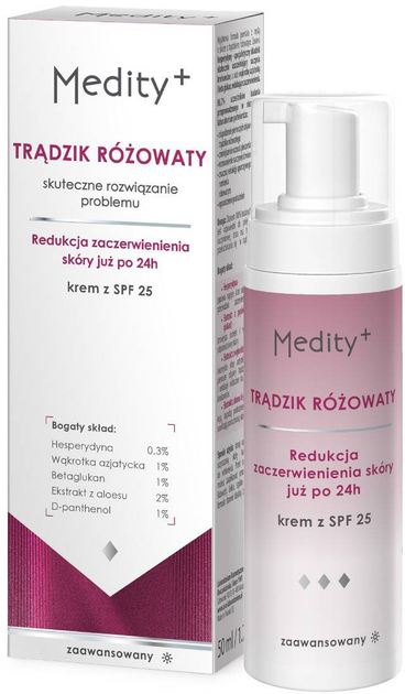 Krem do twarzy AVA Medity+ Trądzik Różowaty SPF 25 50 ml (5906323009193) - obraz 1