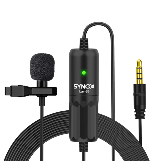 Микрофон петличный для камер и телефонов SYNCO Lav-S8 Black - Фото 1 Микрофон петличный для камер и телефонов SYNCO Lav-S8 Black - изображение 1