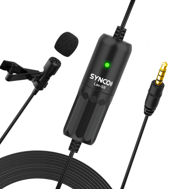Микрофон петличный для камер и телефонов SYNCO Lav-S8 Black - Фото 2 Микрофон петличный для камер и телефонов SYNCO Lav-S8 Black - изображение 2
