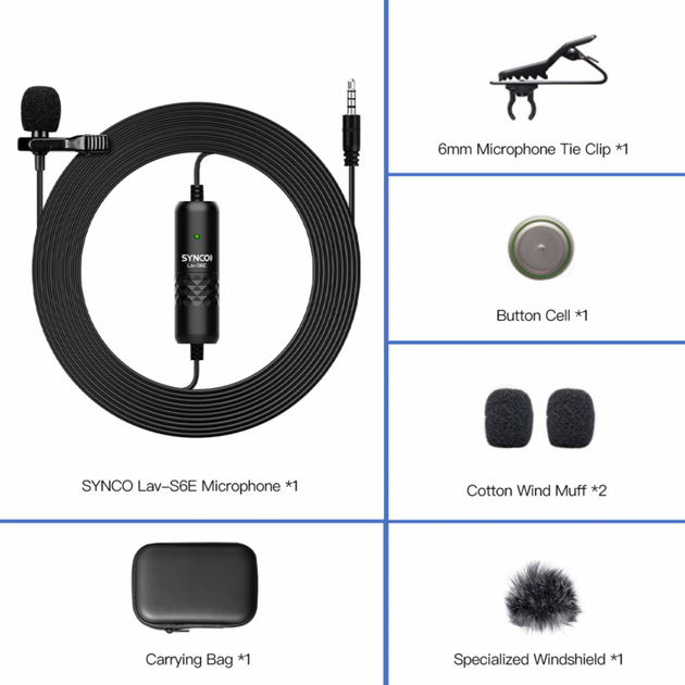 Микрофон петличный для камер и телефонов SYNCO Lav-S6E - изображение 4