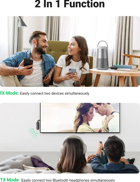 Bluetooth-адаптер беспроводной Ugreen CM403 AUX 3.5 мм 2 в 1 (приемник + передатчик) - изображение 8