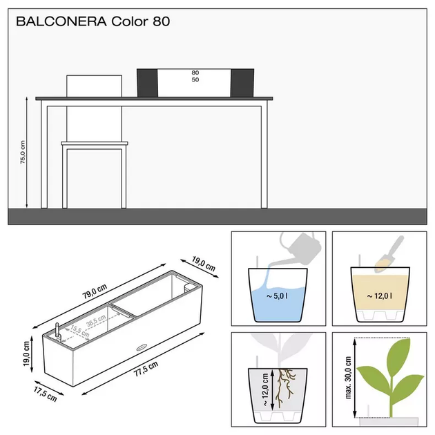 Вазон Lechuza Balconera Color 80 Бежевый - Фото 5 Вазон Lechuza Balconera Color 80 Бежевый - изображение 5