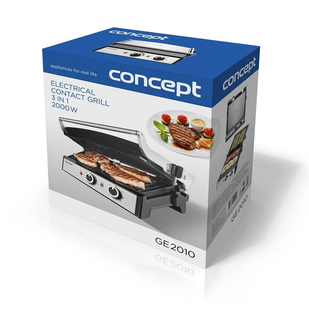 Електричний гриль Concept GE2010 BBQ 2000 Вт 4 насадки регулятор температури таймер - зображення 14
