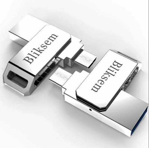 Флешка Bliksem USB 2.0 OTG 64 ГБ (64 GB USB Flash Drive) металлическая скоба USB + USB micro - изображение 5