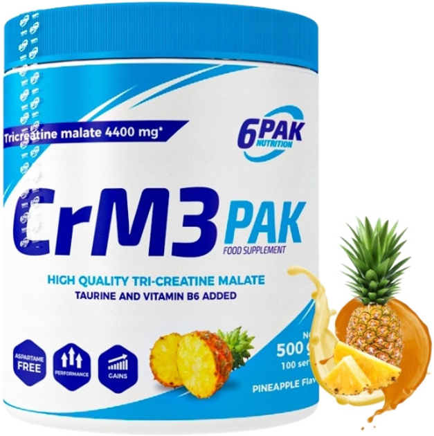 Kreatyna w proszku 6Pak CrM3 Pak 500g jar pineapple (5906660531012) - obraz 1