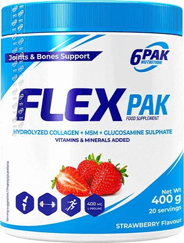 Добавка для суглобів 6Pak Flex Pak 400 г Полуниця (5902811814676) - зображення 1