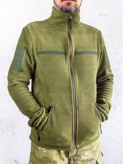 Военная флисовая кофта на молнии Garment Factory оливковая Флиска ВСУ флисова куртка с карманами РАЗМЕР 56 3XL - изображение 1
