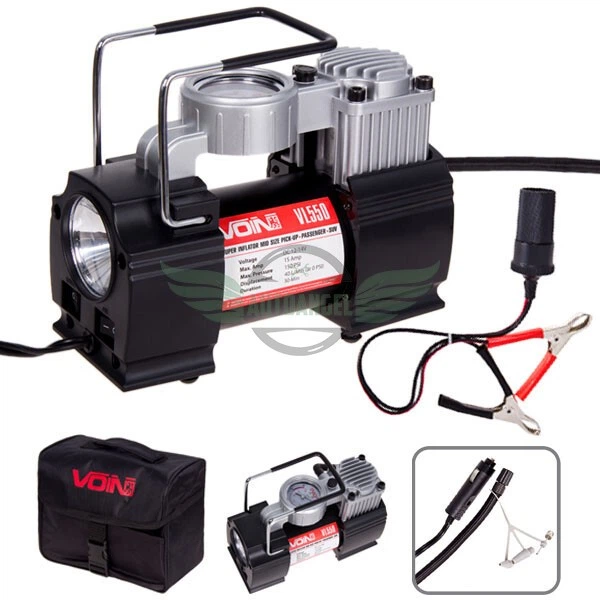 Компрессор автомобильный VOIN VL 550 150psi 15Amp 40л прикур дефлятор переходник на клеммы - Фото 4 Компрессор автомобильный VOIN VL 550 150psi 15Amp 40л прикур дефлятор переходник на клеммы - изображение 4