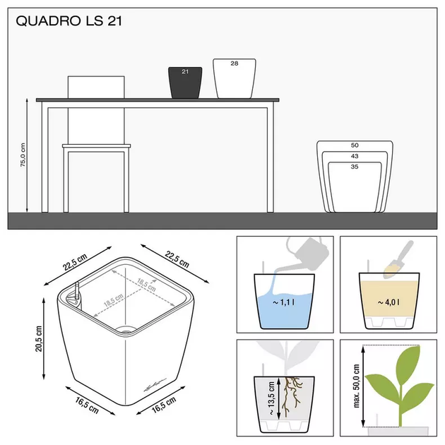 Вазон Lechuza Quadro Premium LS 21 Червоний&nbsp; - зображення 8