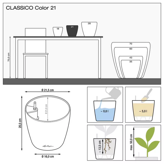 Вазон Lechuza Classico Color 21 Бежевый - изображение 5
