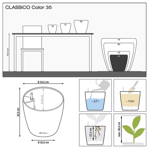 Вазон Lechuza Classico Color 35 Бежевый - изображение 4