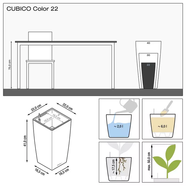 Вазон Lechuza Cubico Color 22 Мускат - зображення 2