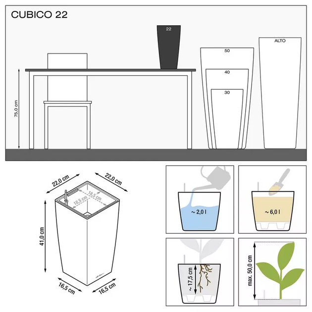 Вазон Lechuza Cubico Premium 22 Білий - зображення 2
