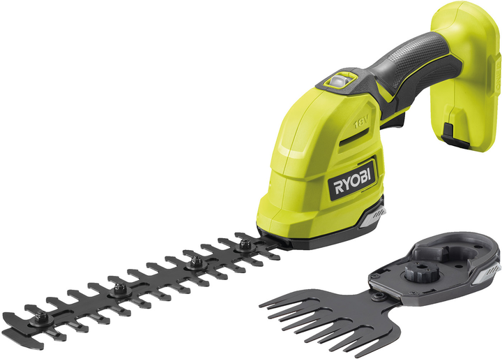 Ножницы аккумуляторные для травы Ryobi RY18GSA-0 + насадка-кусторез, ONE+ 18 В, лезвие 20 см (без АКБ и ЗУ) (5133005764) 