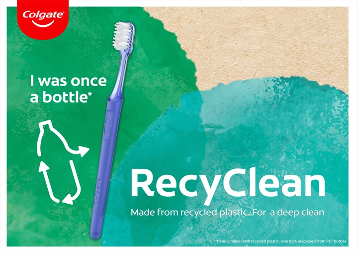 Зубна щітка Colgate RecyClean для глибокого чищення з переробленого пластику (8718951379473) - Фото 4 Зубна щітка Colgate RecyClean для глибокого чищення з переробленого пластику (8718951379473) - зображення 4