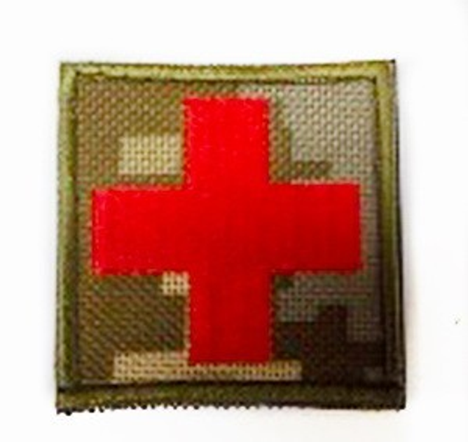 Шеврони "Червоний Хрест" з вишивкою піксель - зображення 1