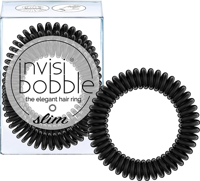 Гумка-браслет для волосся Invisibobble Slim True Black 3 шт (4260285377143) - зображення 1